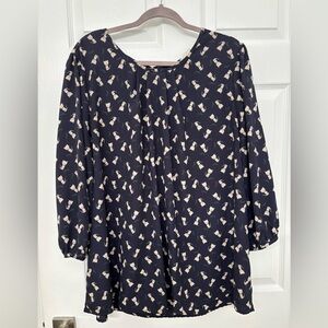 ODDY Navy Blue Top with Fun Cat Print 2XL